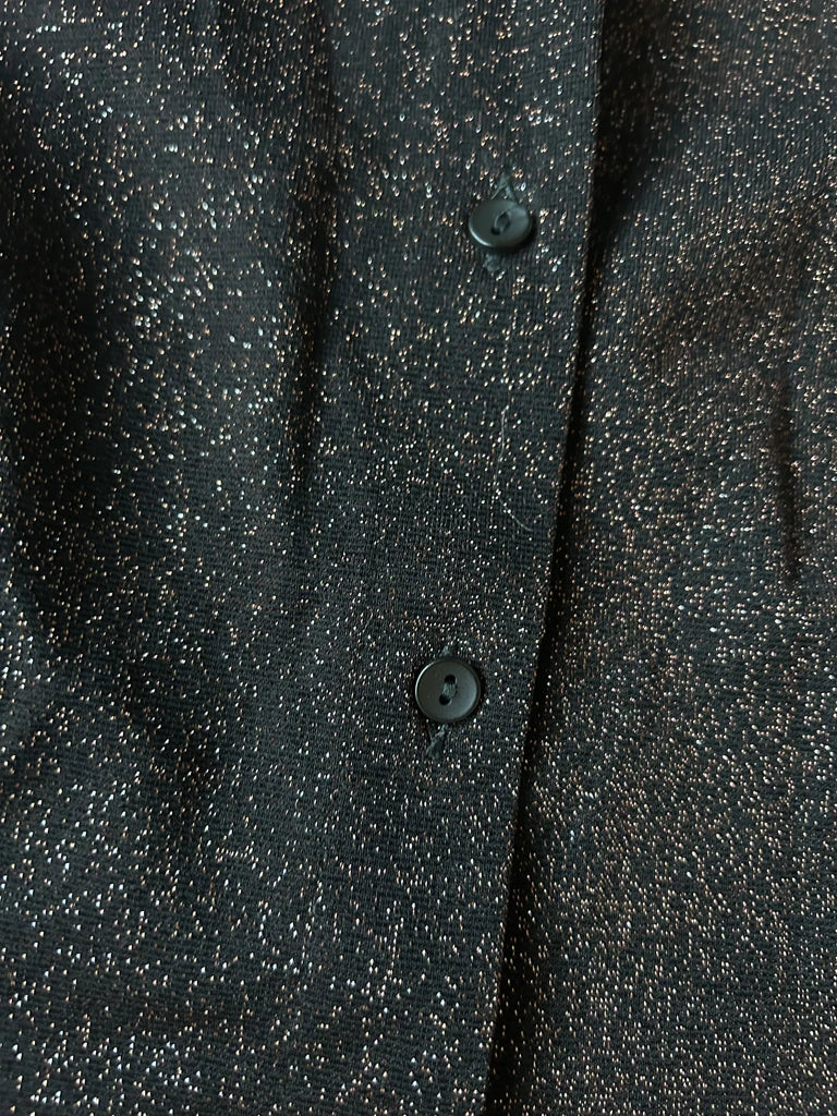 detail view, Motivi Y2K Brown Glitter Button-Up Top, vintage Y2K second hand piece, image 4