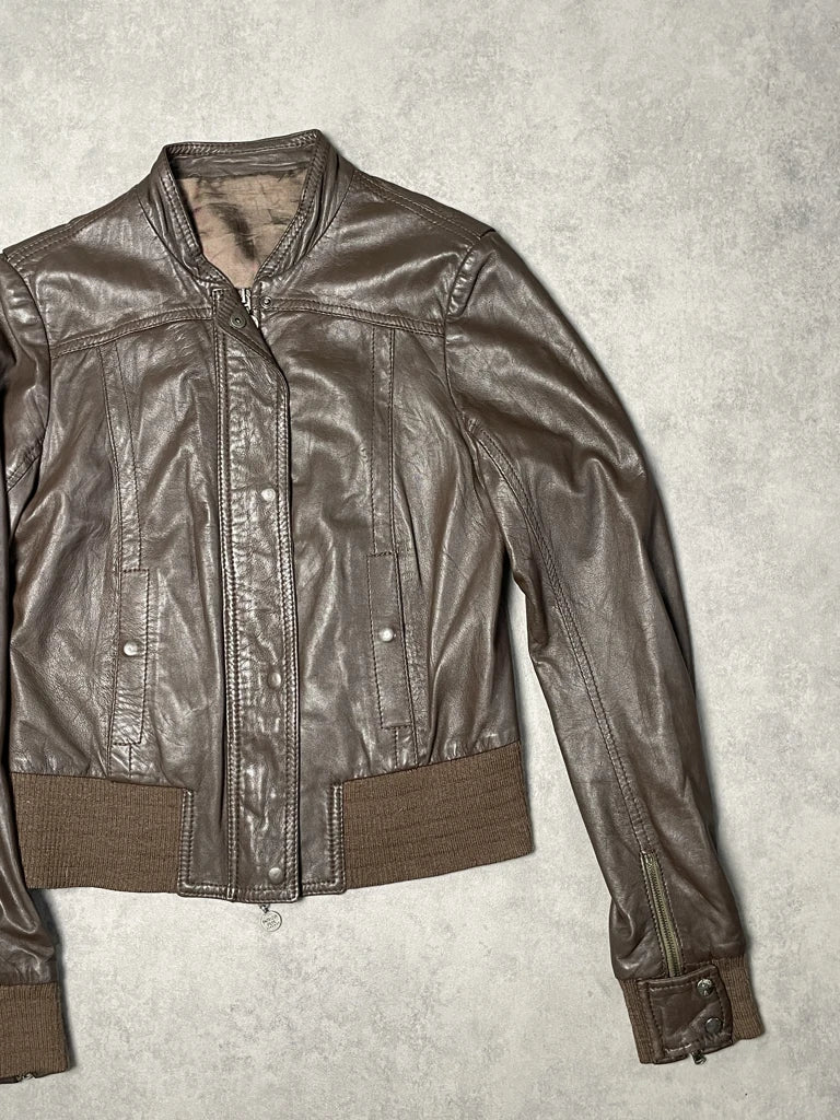 detail view, Patrizia Pepe Leather Jacket, vintage Y2K second hand piece