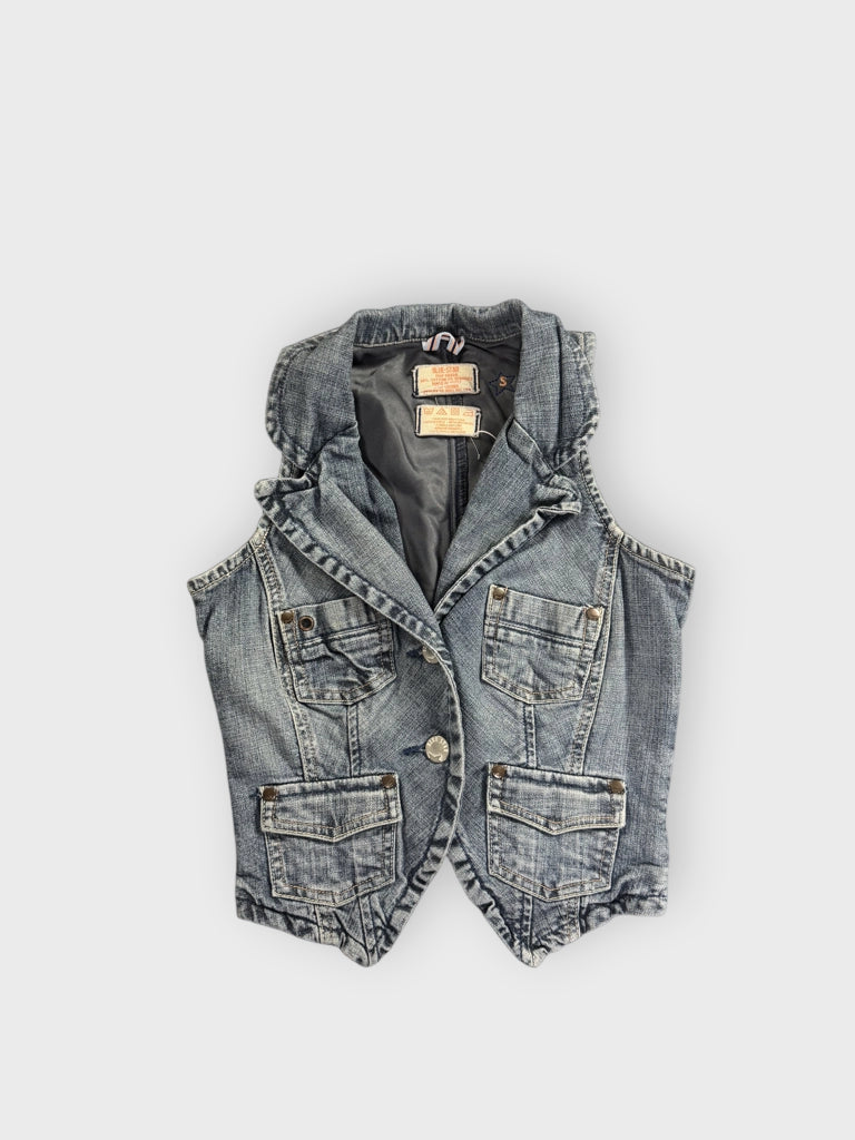 Blue Star Cropped Denim Vest Women (S)
