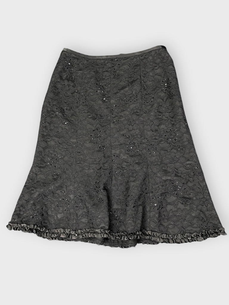 front view, Sandsra Darren Sandra Darren Classic Black Ruffle Skirt, vintage Y2K second hand piece