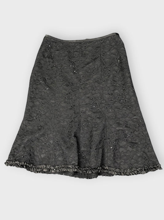 front view, Sandsra Darren Sandra Darren Classic Black Ruffle Skirt, vintage Y2K second hand piece