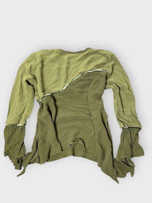 back view, Forest Fairy Ruffle Shirt, vintage Y2K second hand piece