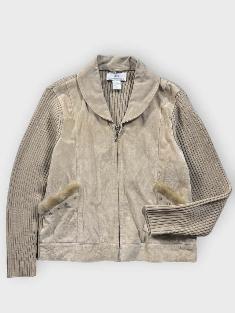 Lisa International Beige Leather Jacket (M)