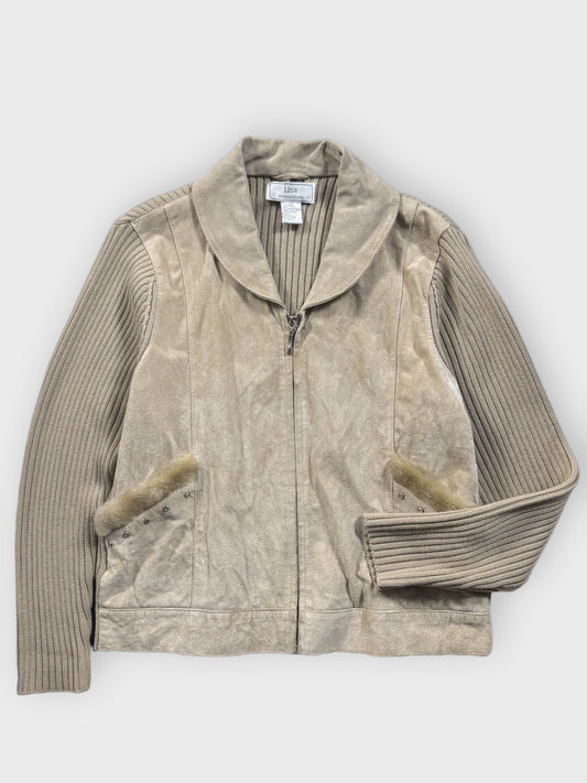 Lisa International Beige Leather Jacket (M)