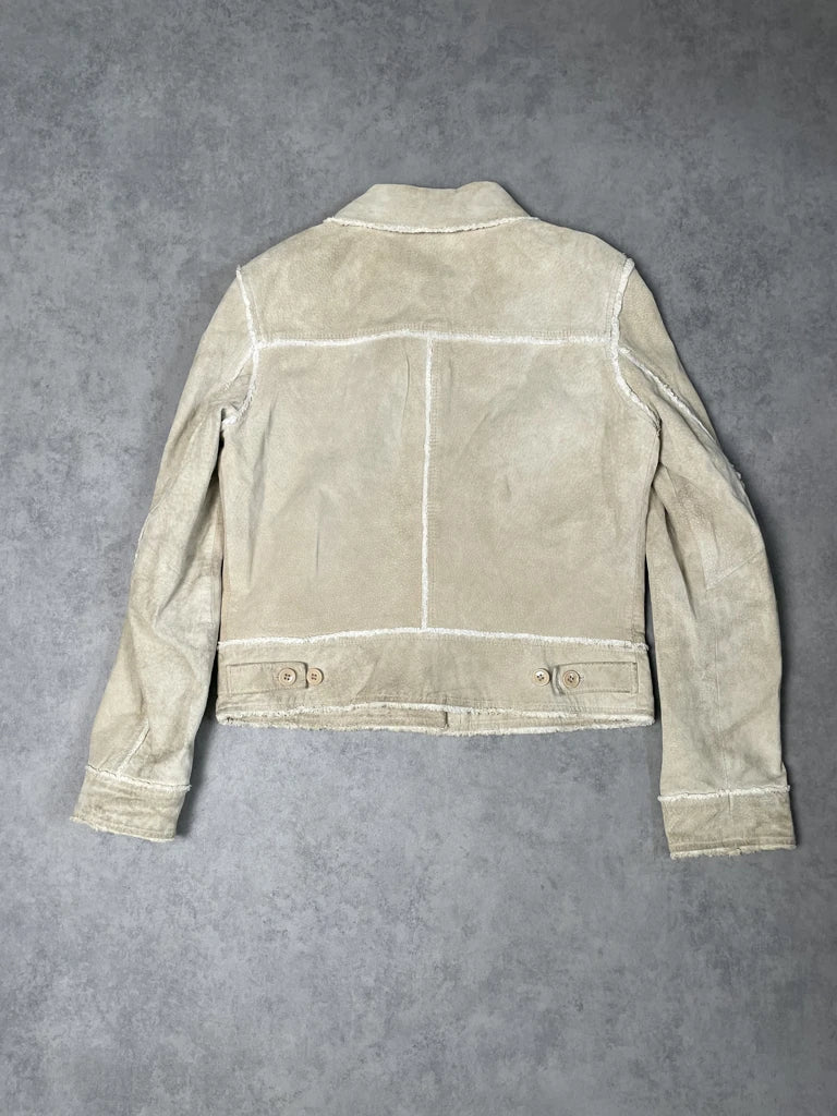 detail view, Conbipel Beige Leather Jacket, vintage Y2K second hand piece, image 5