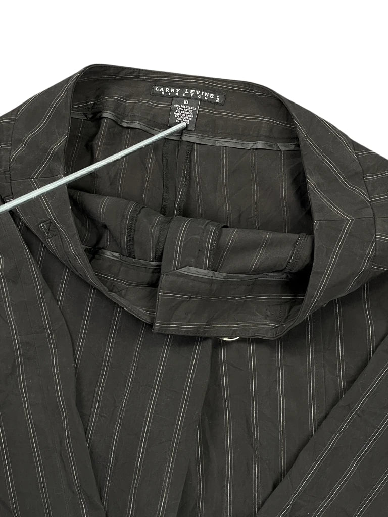detail view, Larry Levine Black Pinstripe Pants, vintage Y2K second hand piece