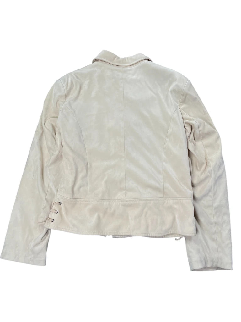 back view, Helyna Beige Velour Zip Jacket with Side Lace-Up Detail, vintage Y2K second hand piece