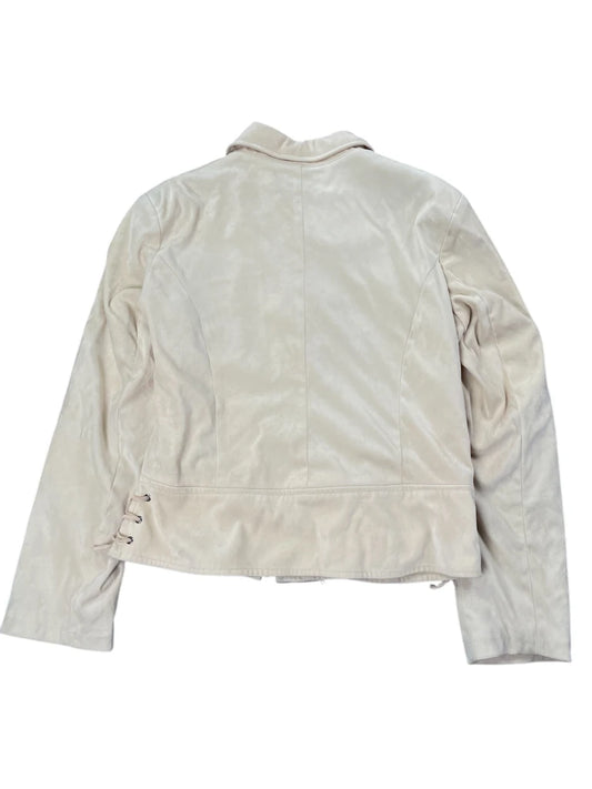 back view, Helyna Beige Velour Zip Jacket with Side Lace-Up Detail, vintage Y2K second hand piece
