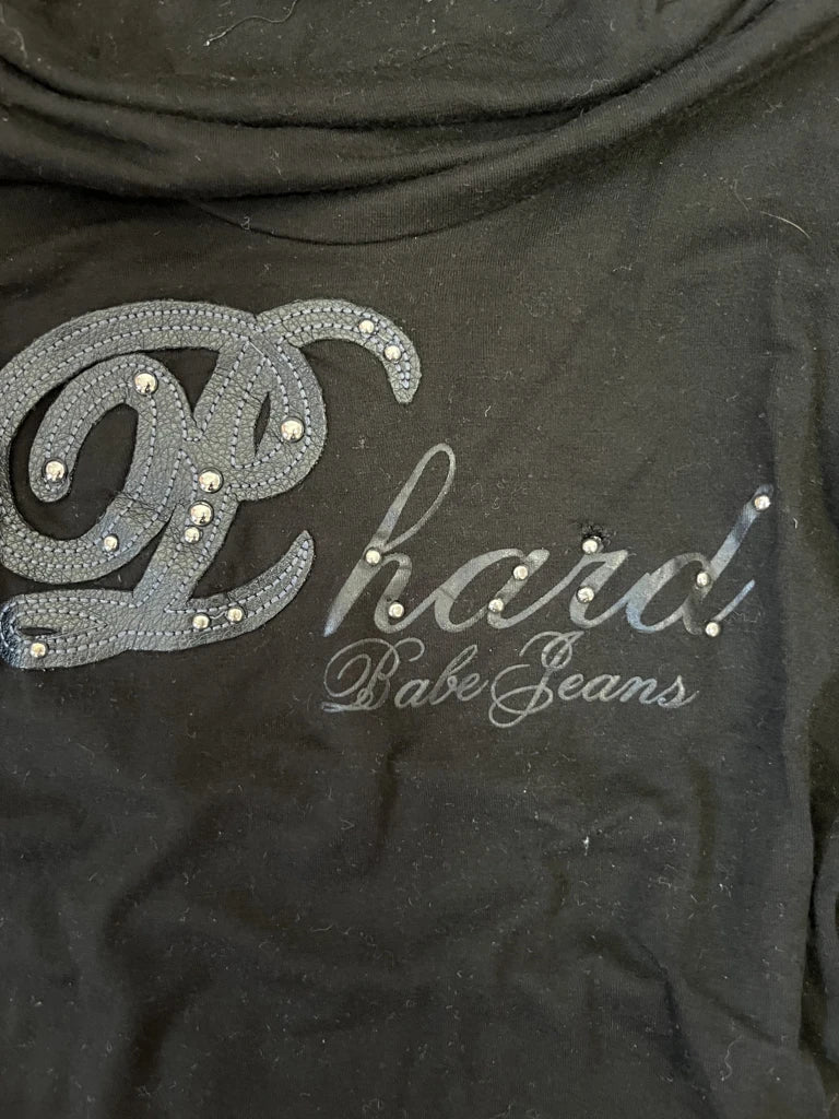 detail view, Phardbabe Jeans Black Turtleneck Long Sleeve, vintage Y2K second hand piece