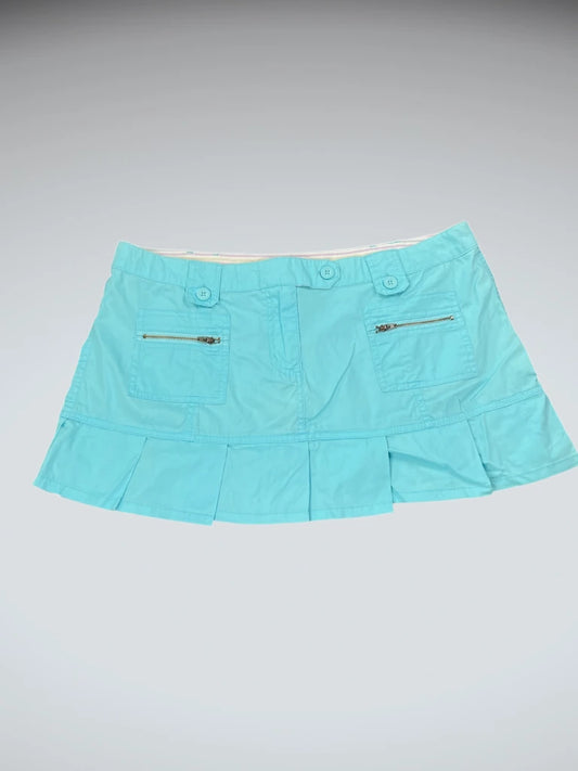 front view, Instant Adion Turquoise Cotton Cargo Mini Skirt, vintage Y2K second hand piece