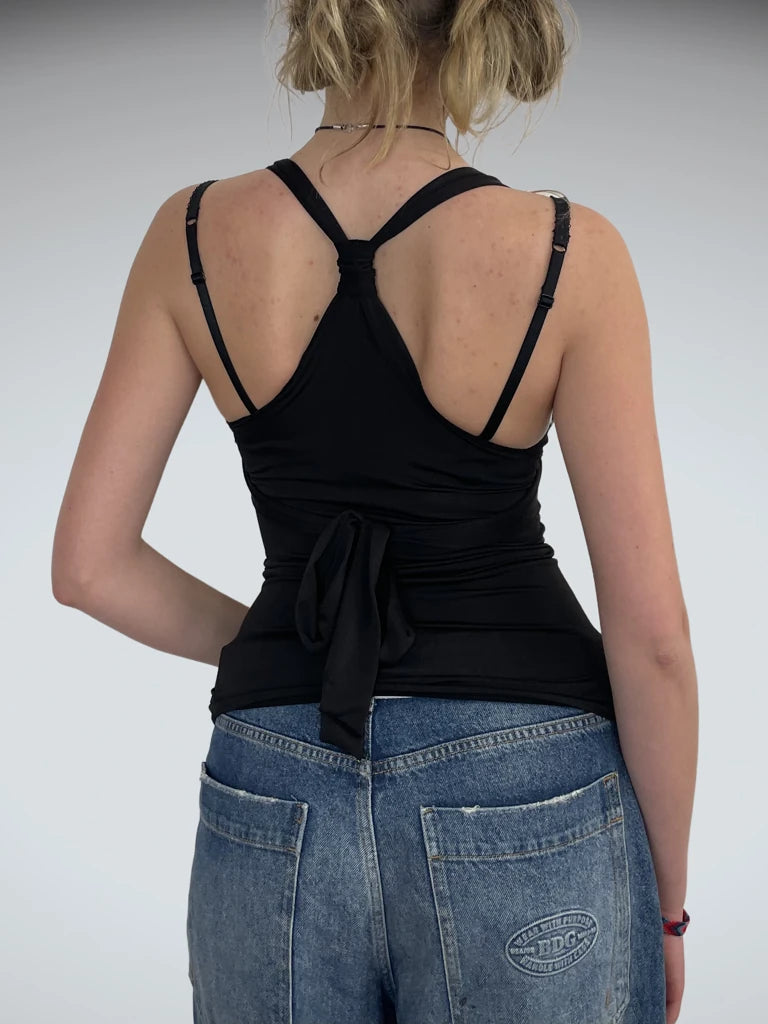 back view, Touch Black Top, vintage Y2K second hand piece