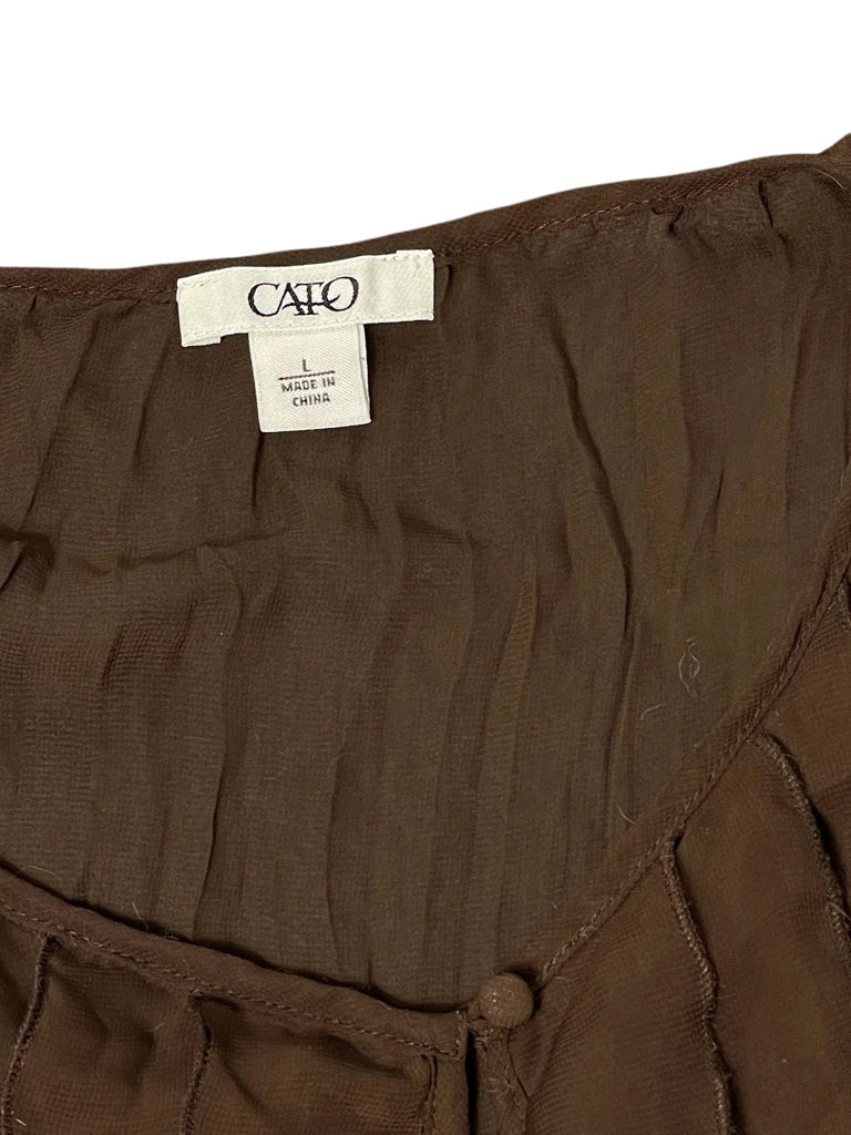 detail view, Cato Chocolate Chiffon Ruffle Top, vintage Y2K second hand piece