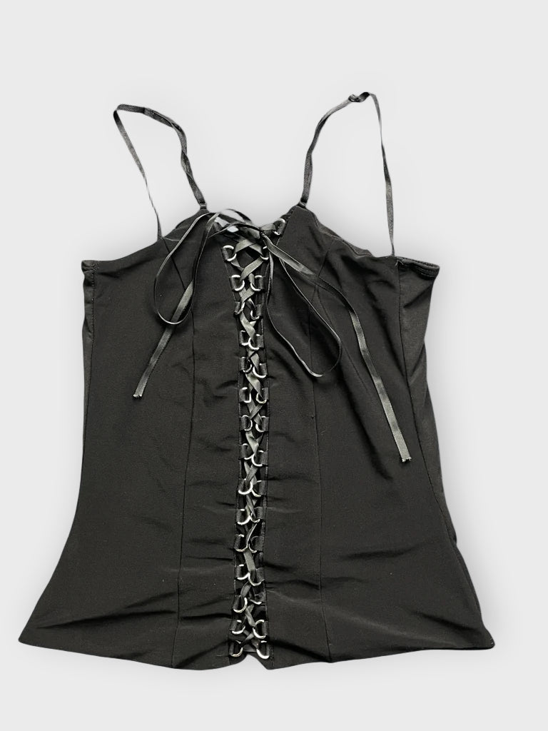 front view, Twenty One Minimalist Black Structured Top, vintage Y2K second hand piece