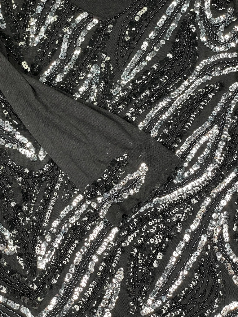 detail view, Sequin Wave Party Top in Black, vintage Y2K second hand piece