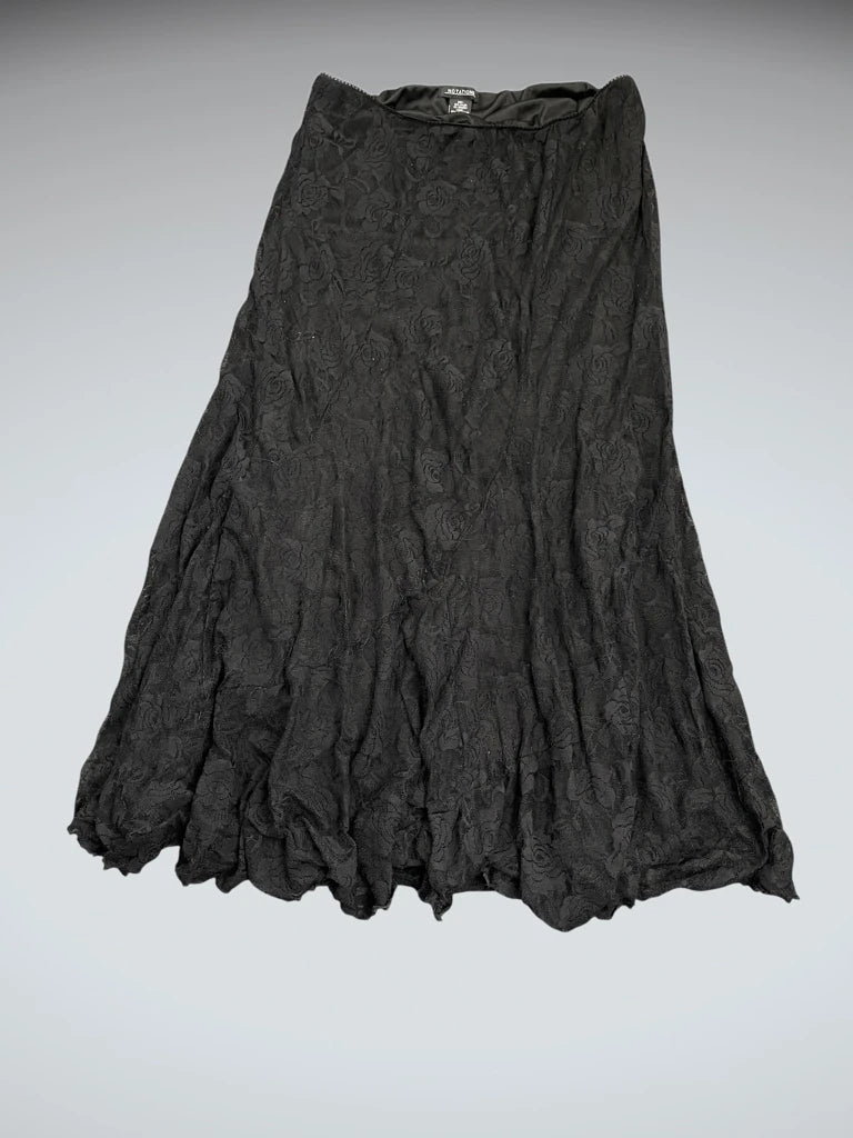 front view, Notations Black Floral Lace Dress, vintage Y2K second hand piece