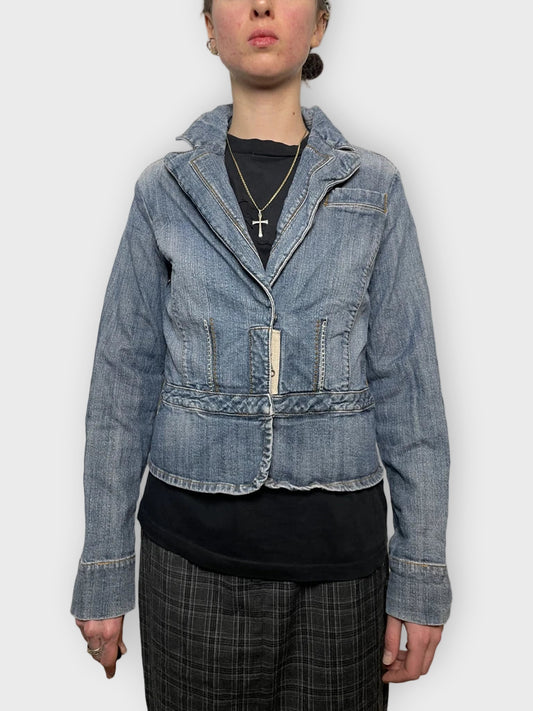 front view, Mng Jeans Flower Jeans Jacket, vintage Y2K second hand piece