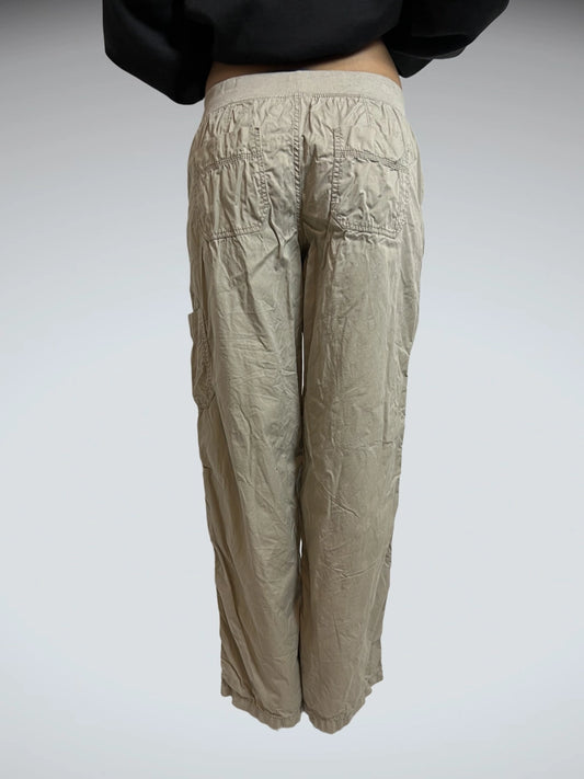 Y2K Khaki Cargo Sweatpants with Pocket Detail (S)