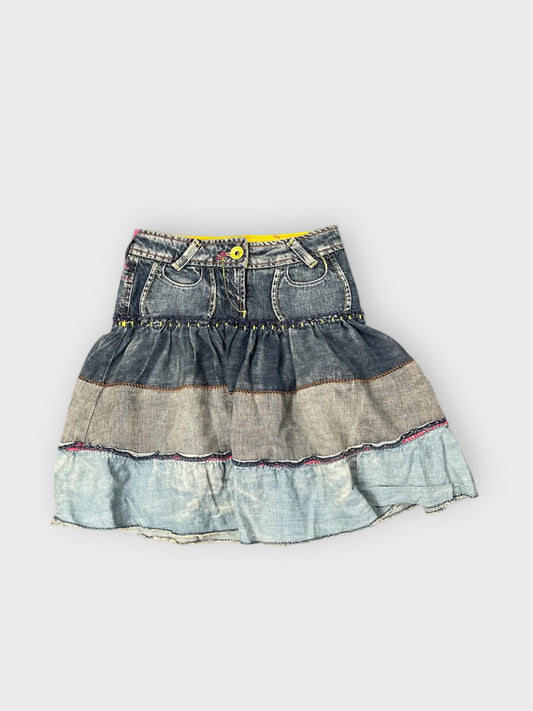 front view, Miss Sixty Multicolor Denim Skirt (XXXS), vintage Y2K second hand piece