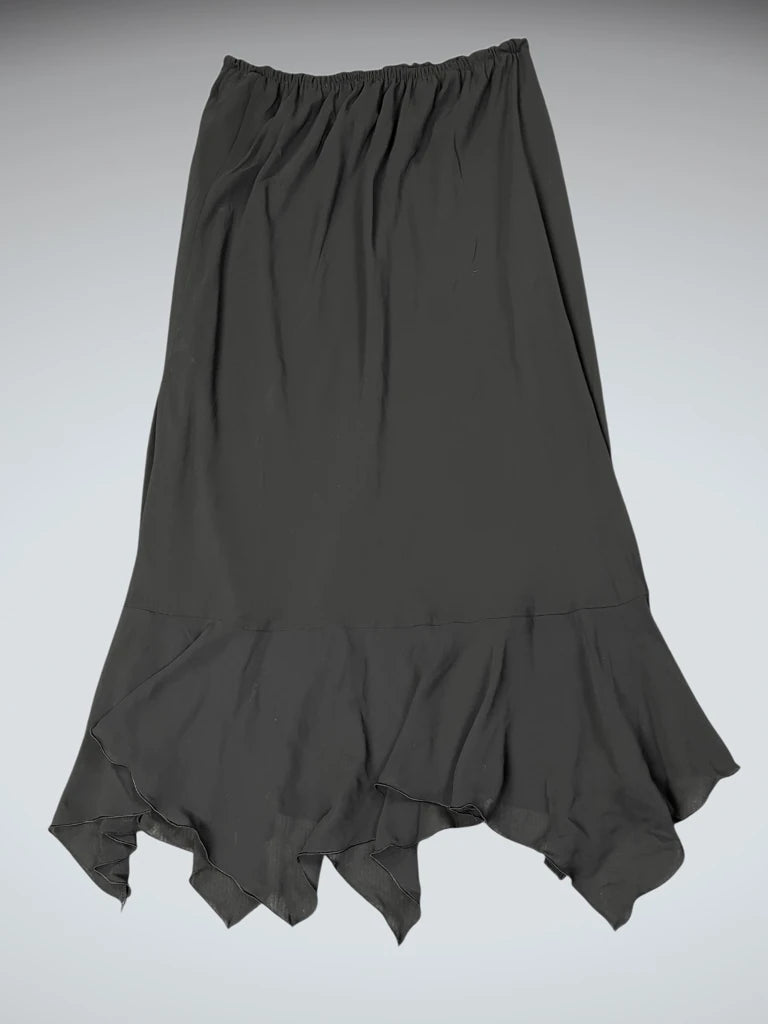 front view, ABG Dress by California Midnight Ruffle Hem Maxi Skirt, vintage Y2K second hand piece