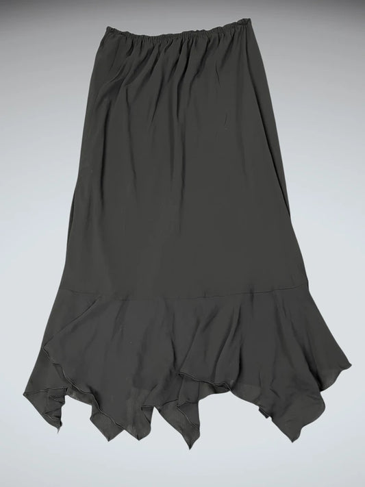 front view, ABG Dress by California Midnight Ruffle Hem Maxi Skirt, vintage Y2K second hand piece