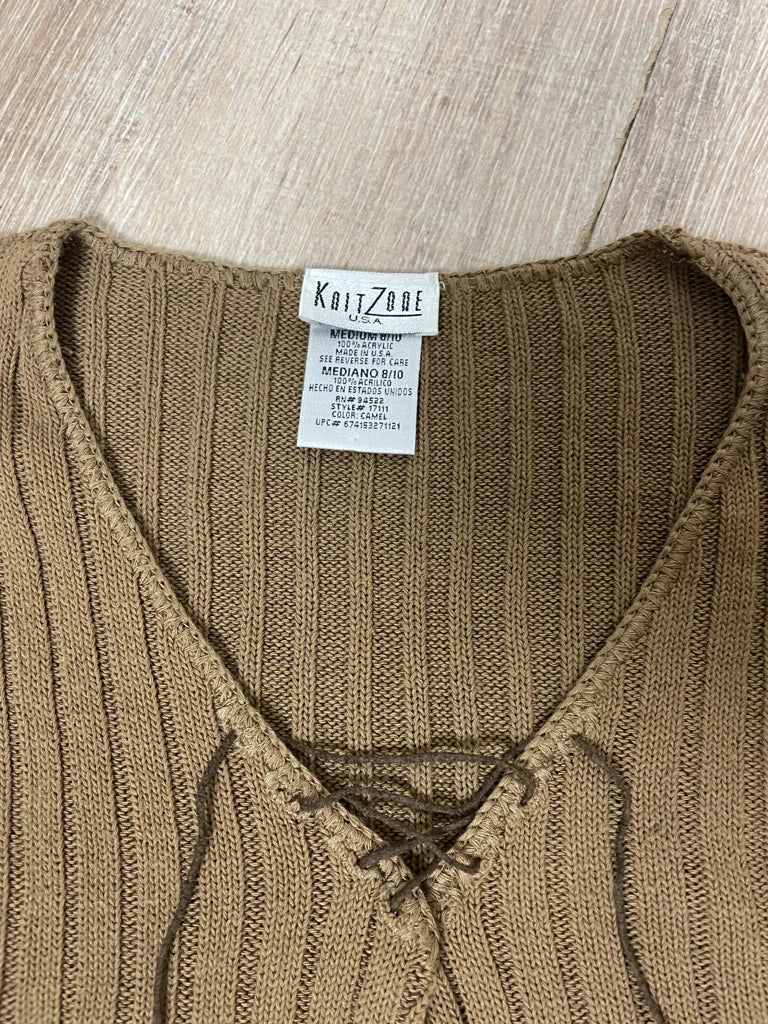 detail view, Knit Zone Brown Sweater, vintage Y2K second hand piece, image 5