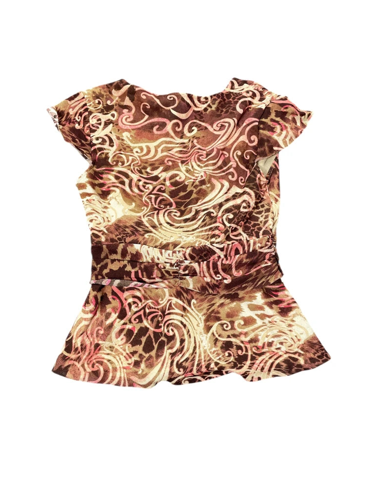 back view, swirl mesh peplum top, vintage Y2K second hand piece