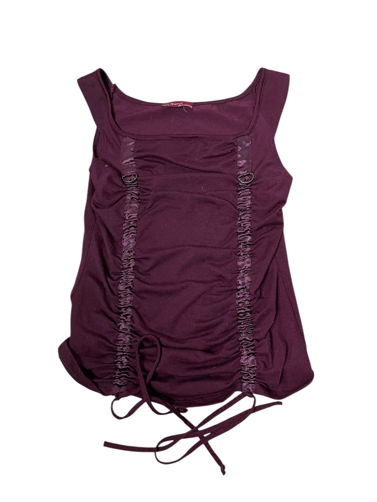 detail view, Nitro Brand Plum Tension – Strappy Drawstring Top (S?), vintage Y2K second hand piece