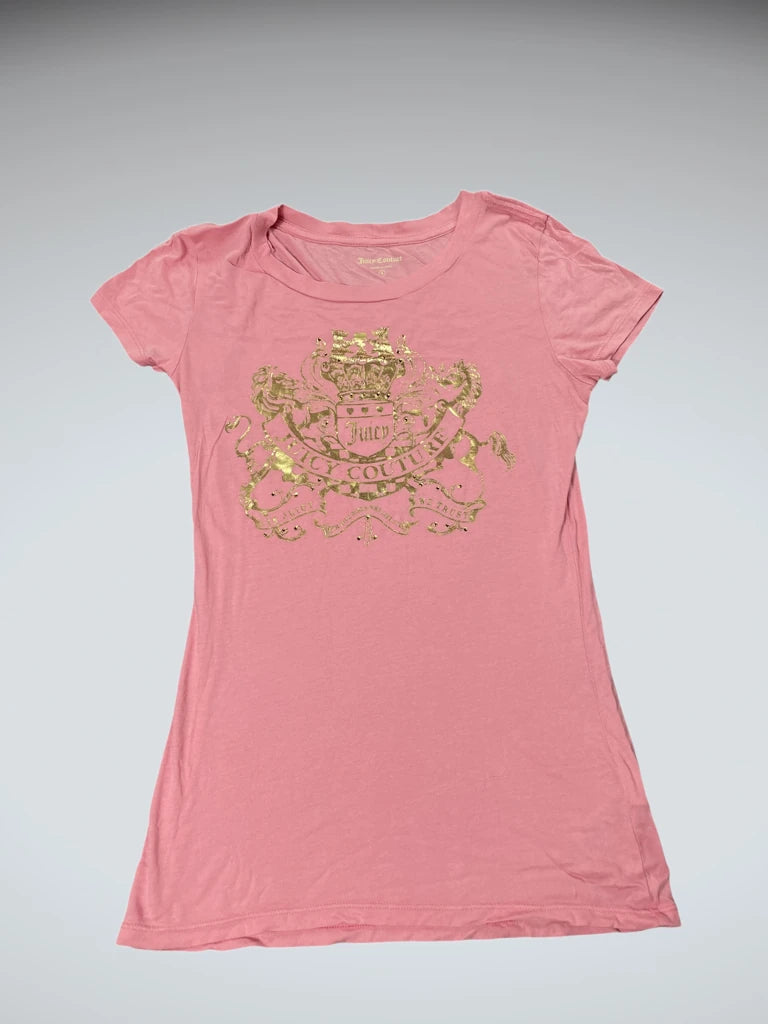 detail view, Pink Juicy Couture Graphic Tee, vintage Y2K second hand piece
