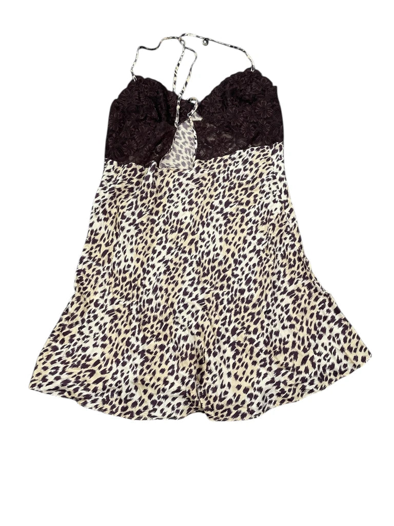 back view, La Senza Wild Jaguar Print Vintage Lingerie Top, vintage Y2K second hand piece