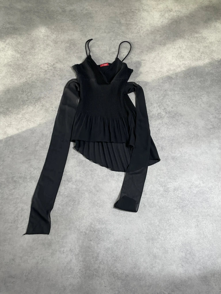 detail view, L. Voice black minidress, vintage Y2K second hand piece, image 6