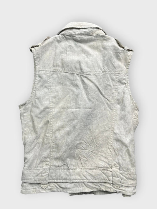 back view, Beige Button Vest Jacket, vintage Y2K second hand piece
