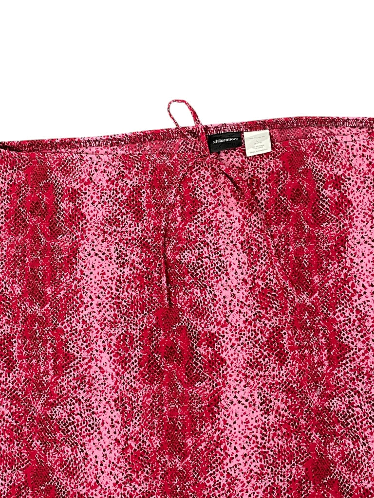 detail view, Xhilaration Pink midi skirt with feminine flow by X Hilaration, vintage Y2K second hand piece
