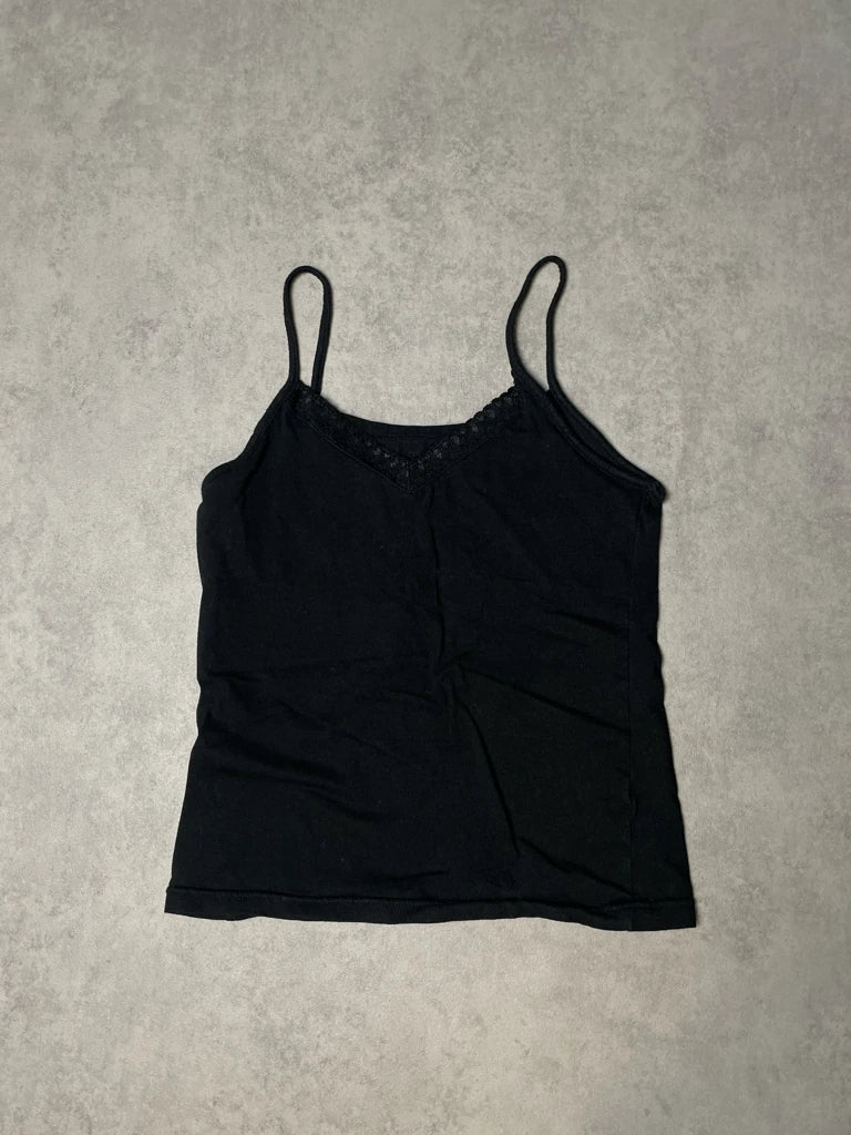 detail view, Black Tank Top, vintage Y2K second hand piece, image 6