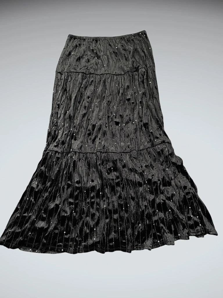 front view, Miorasol Black Midi Skirt, vintage Y2K second hand piece