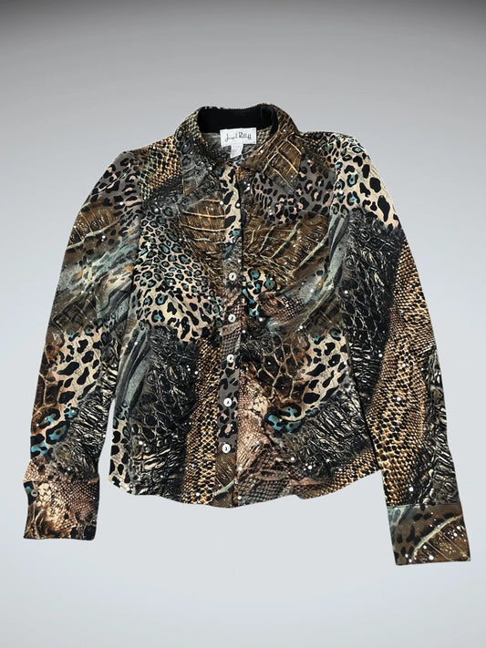 front view, Joseph Rilkoff Snake Print Multicolor Top, vintage Y2K second hand piece