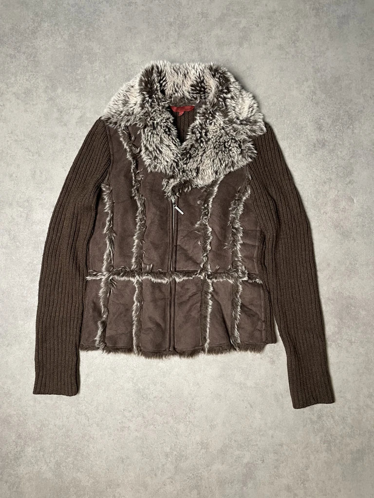 detail view, John Richmond Fur Jacket, vintage Y2K second hand piece, image 6