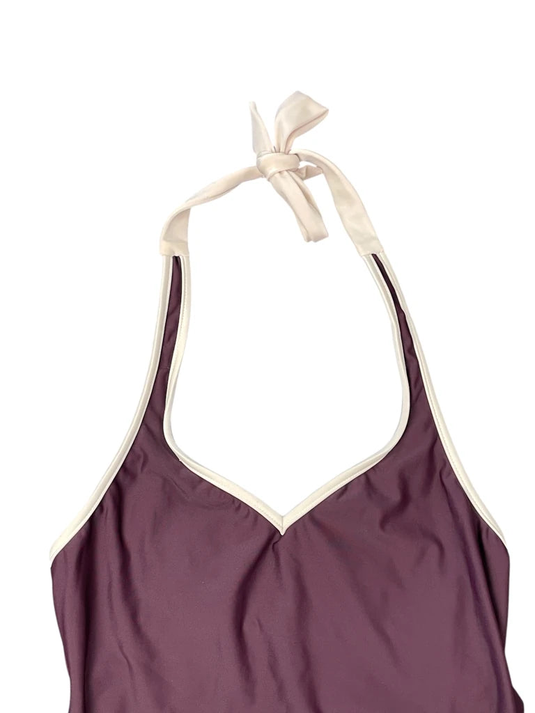detail view, Cherokee Purple and Black Halter Bikini Top, vintage Y2K second hand piece, image 6