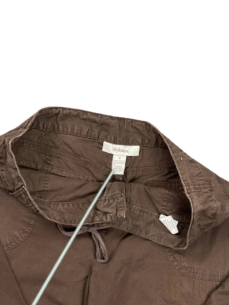 detail view, Style & Co Brown Cropped Pants, vintage Y2K second hand piece