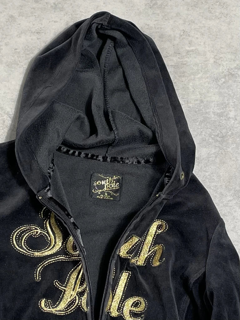 detail view, south pole crop hoodie, vintage Y2K second hand piece