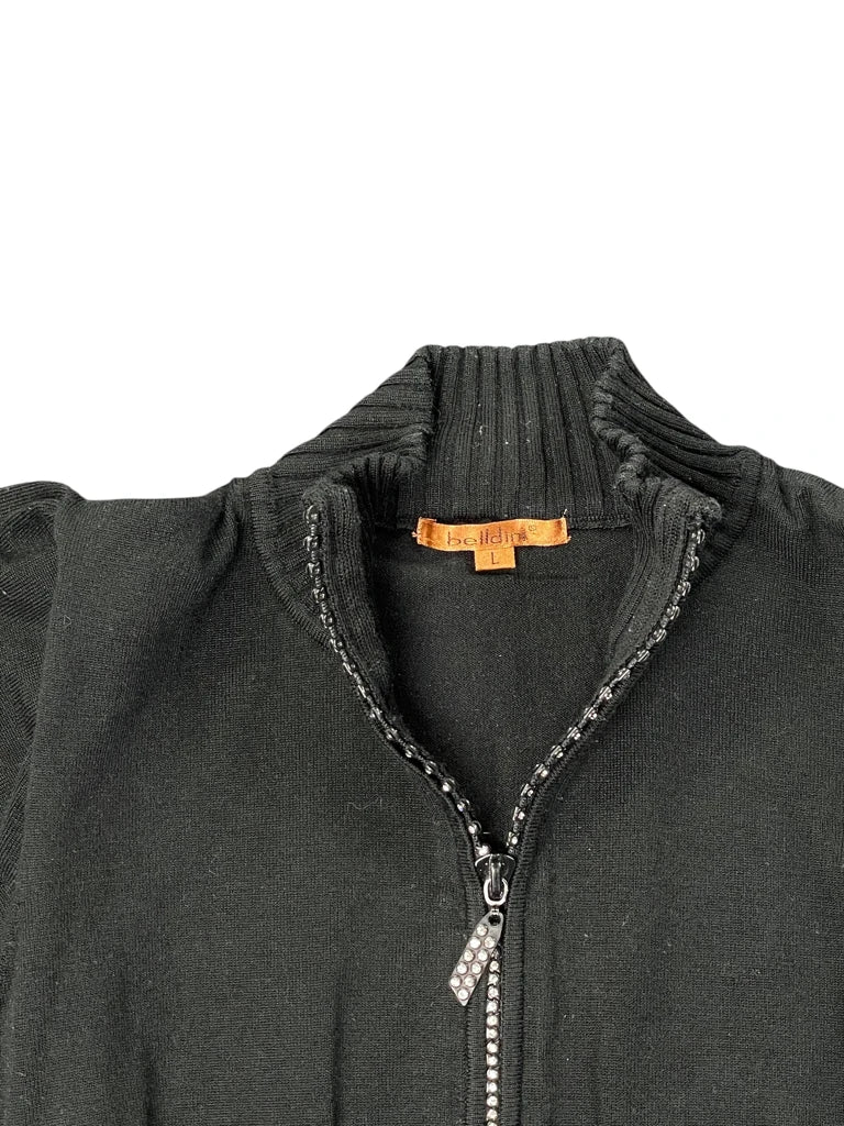 detail view, Belldini Black Short Sleeve Zip Sweater, vintage Y2K second hand piece
