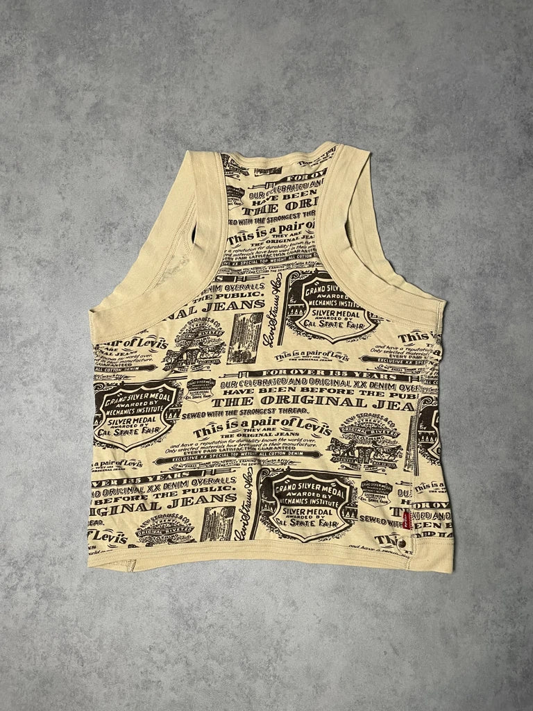 detail view, Beige Levi’s Tank Top with Prints, vintage Y2K second hand piece, image 5