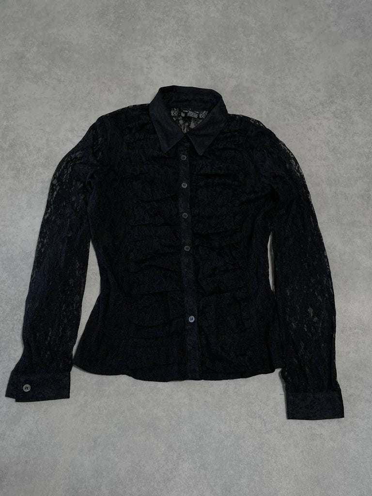 detail view, Moda International Lace Shirt, vintage Y2K second hand piece, image 6