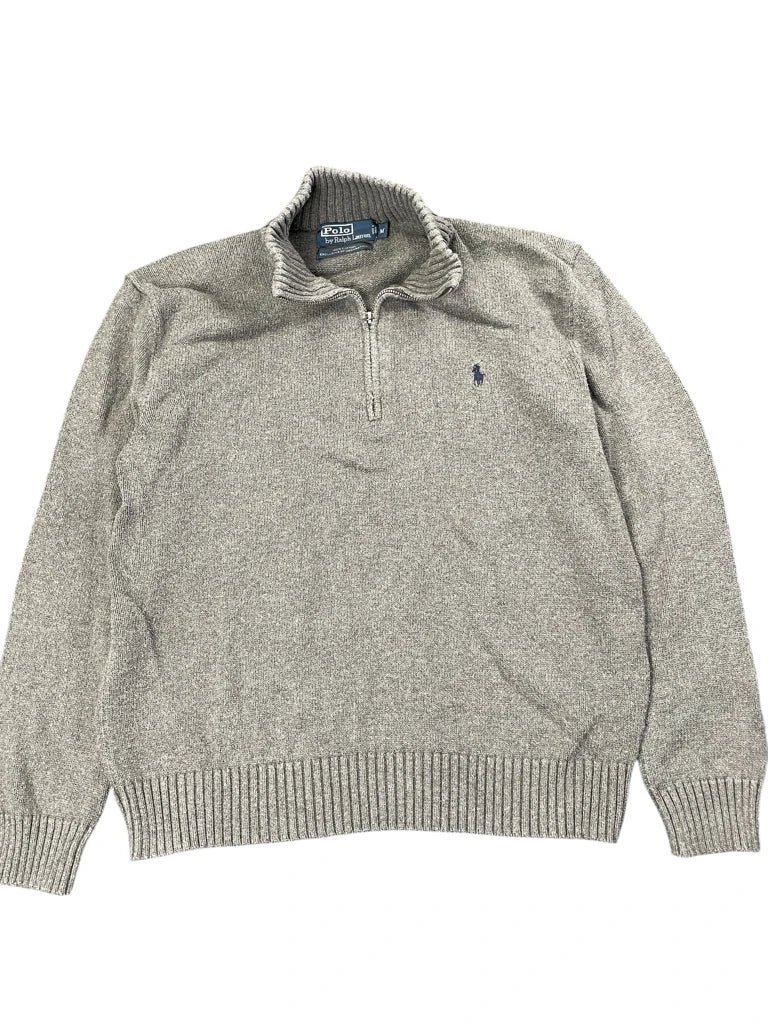 detail view, Polo Ralph Lauren Grey Half-Zip Vintage Sweater, vintage Y2K second hand piece, image 6