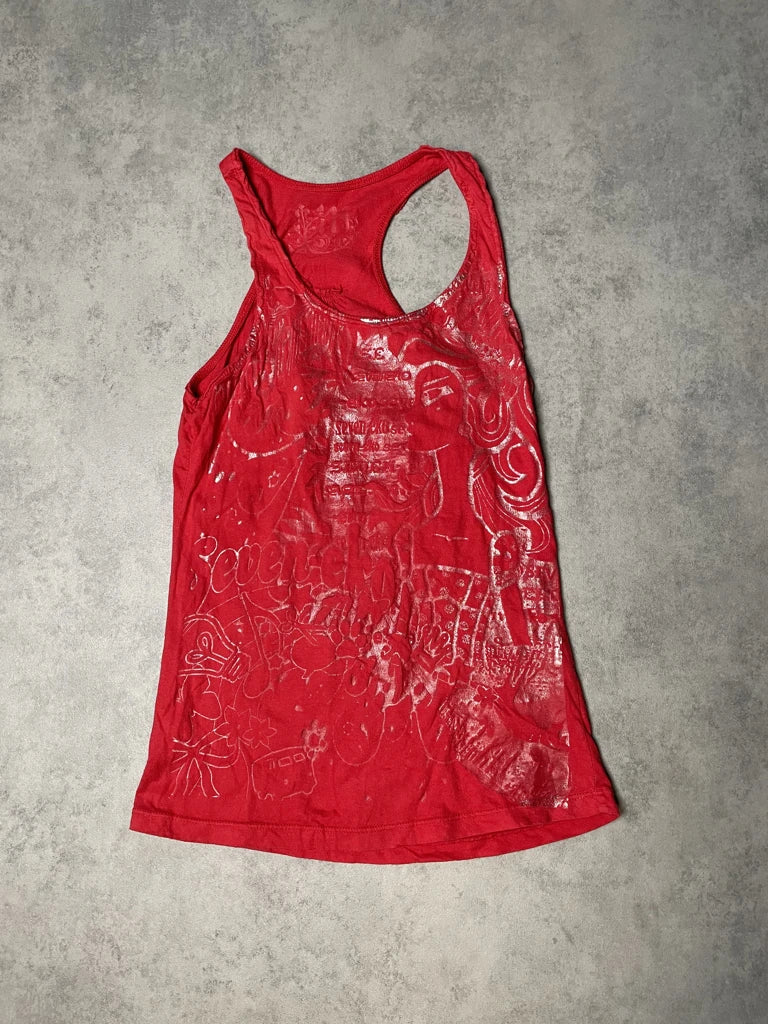 detail view, Red Tank Top, vintage Y2K second hand piece, image 6