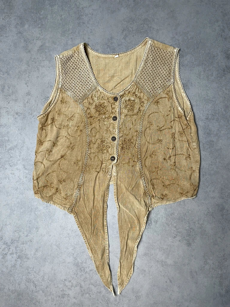 detail view, Beige Top, vintage Y2K second hand piece, image 6