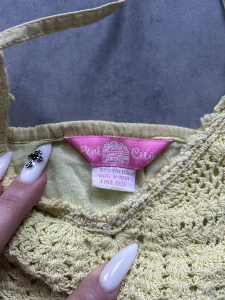 detail view, Pink City Summer Dress (One Size), vintage Y2K second hand piece
