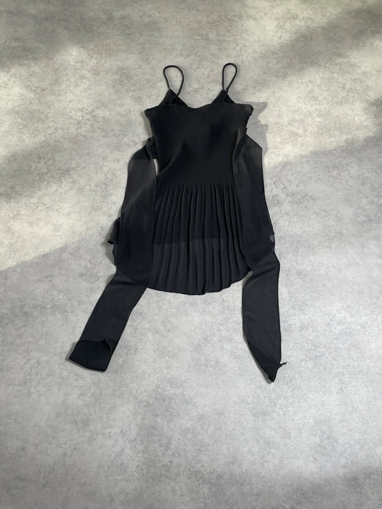 detail view, L. Voice black minidress, vintage Y2K second hand piece, image 5