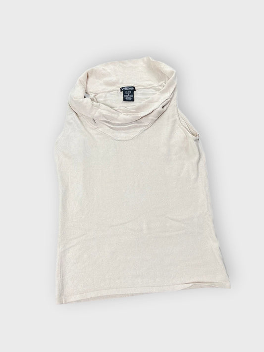 front view, Willi Smith Ivory High Neck Minimalist Top, vintage Y2K second hand piece