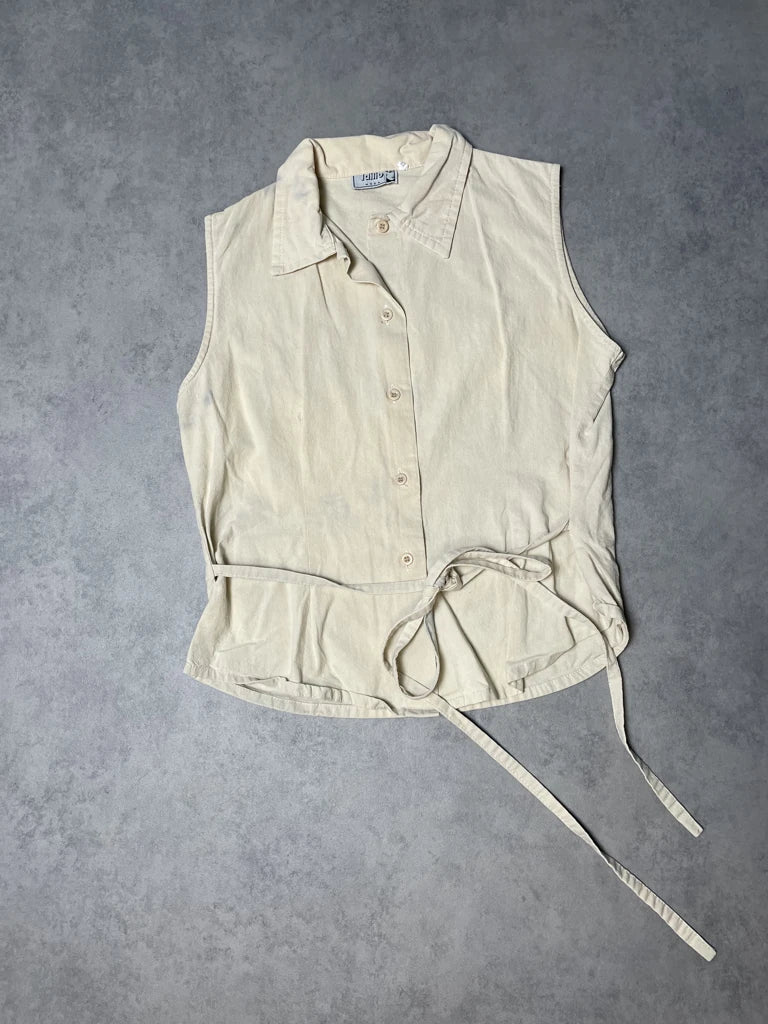 detail view, Lailio Beige Sleeveless Shirt, vintage Y2K second hand piece, image 6
