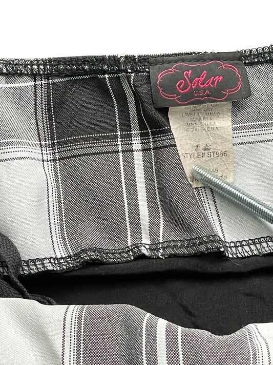 back view, Black and White Plaid Halter Tunic, vintage Y2K second hand piece